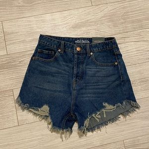 High Waisted Distressed Denim Shorts